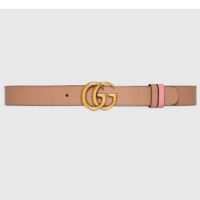 Gucci Unisex GG Marmont Reversible Belt Double G Buckle 3 CM Width Beige Leather (6)