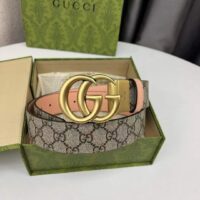 Gucci Unisex GG Marmont Reversible Belt Double G Buckle 3 CM Width Beige Leather (6)