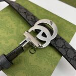 Gucci Unisex GG Marmont Reversible Belt Double G Buckle 3.8 CM Width - Image 9
