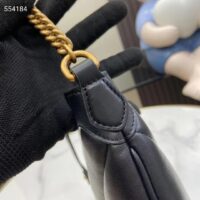 Gucci Unisex GG Marmont Small Shoulder Bag Black Matelassé Chevron Leather Double G (7)
