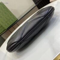 Gucci Unisex GG Marmont Small Shoulder Bag Black Matelassé Chevron Leather Double G (7)