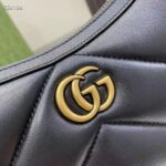 Gucci Unisex GG Marmont Small Shoulder Bag Black Matelassé Chevron Leather Double G - Imagen 7