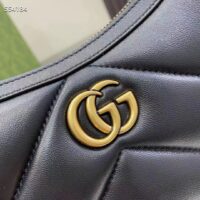 Gucci Unisex GG Marmont Small Shoulder Bag Black Matelassé Chevron Leather Double G (7)