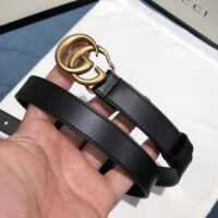 Gucci Unisex GG Leather Belt Double G Buckle Black Leather 2 CM Width (3)