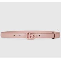 Gucci Unisex GG Marmont Thin Belt Light Pink Leather Double G Buckle 2 CM Width (1)