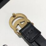 Gucci Unisex GG Leather Belt Double G Buckle Black Leather 2 CM Width - Image 8