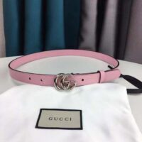 Gucci Unisex GG Marmont Thin Belt Light Pink Leather Double G Buckle 2 CM Width (1)