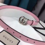 Gucci Unisex GG Marmont Thin Belt Light Pink Leather Double G Buckle 2 CM Width - Image 5