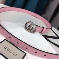 Gucci Unisex GG Marmont Thin Belt Light Pink Leather Double G Buckle 2 CM Width (1)