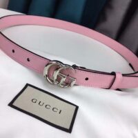 Gucci Unisex GG Marmont Thin Belt Light Pink Leather Double G Buckle 2 CM Width (1)