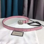 Gucci Unisex GG Marmont Thin Belt Light Pink Leather Double G Buckle 2 CM Width - Image 4