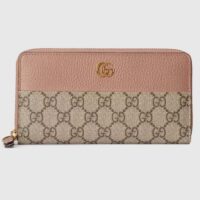 Gucci Unisex GG Marmont Zip Around Wallet Pink Viscose Lining Double G (5)