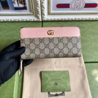 Gucci Unisex GG Marmont Zip Around Wallet Pink Viscose Lining Double G (5)