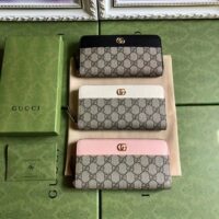 Gucci Unisex GG Marmont Zip Around Wallet Pink Viscose Lining Double G (5)