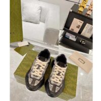 Gucci Unisex GG Rhyton Sneaker Beige Blue GG Supreme Canvas Rubber Sole Low-Heel (11)