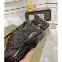 Gucci Unisex GG Rhyton Sneaker Black GG Supreme Canvas Rubber Sole Mid-Heel (9)