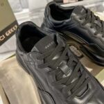 Gucci Unisex GG Rhyton Sneaker Black Leather Rubber Sole Lace-Up Mid-Heel - Image 7