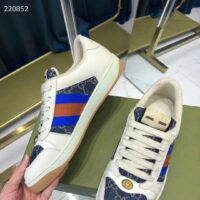 Gucci Unisex GG Screener Sneaker Blue Ivory Washed Organic Denim Bi-Color Rubber Low Heel Style ‎576223 2KQ40 4467 (9)