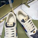 Gucci Unisex GG Screener Sneaker Blue Ivory Washed Organic Denim Bi-Color Rubber Low Heel Style ‎576223 2KQ40 4467 - Imagen 9