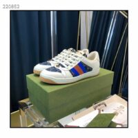 Gucci Unisex GG Screener Sneaker Blue Ivory Washed Organic Denim Bi-Color Rubber Low Heel Style ‎576223 2KQ40 4467 (9)