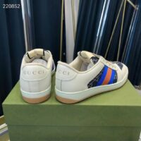 Gucci Unisex GG Screener Sneaker Blue Ivory Washed Organic Denim Bi-Color Rubber Low Heel Style ‎576223 2KQ40 4467 (9)