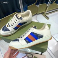 Gucci Unisex GG Screener Sneaker Blue Ivory Washed Organic Denim Bi-Color Rubber Low Heel Style ‎576223 2KQ40 4467 (9)