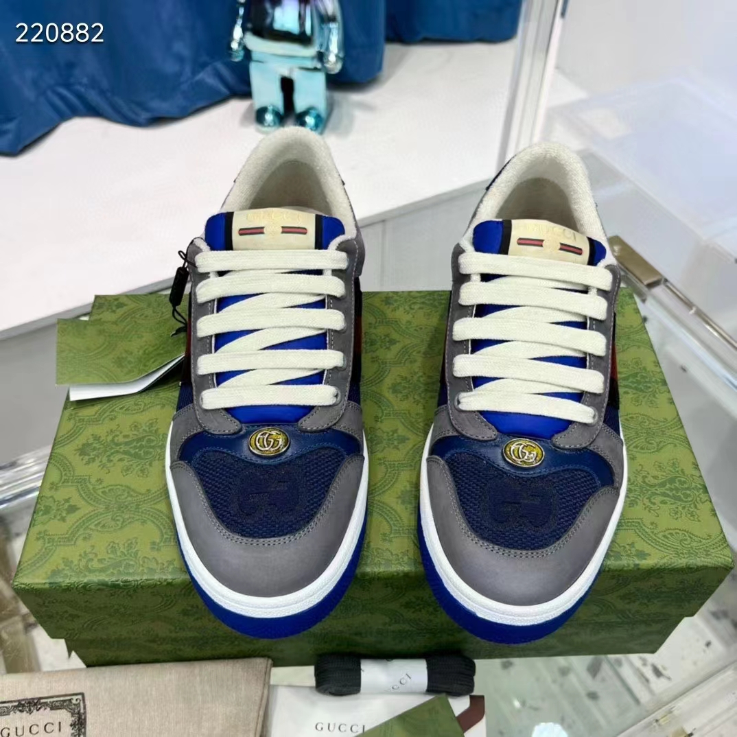 Gucci Unisex GG Screener Sneaker Grey Suede Maxi GG Canvas Bi-Color Rubber Low Heel Style ‎576223 FAA3T 4551 (10)