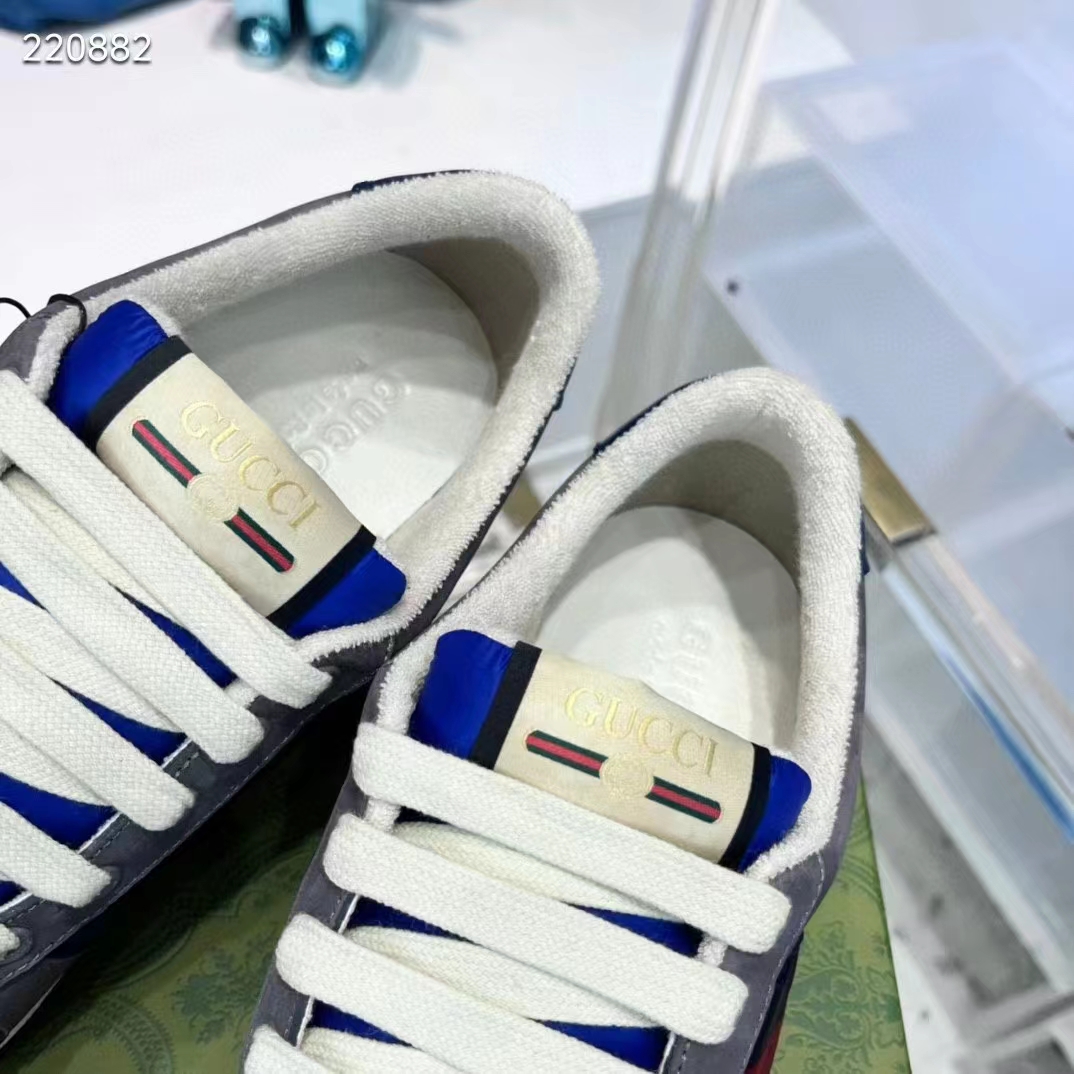 Gucci Unisex GG Screener Sneaker Grey Suede Maxi GG Canvas Bi-Color Rubber Low Heel Style ‎576223 FAA3T 4551 (3)