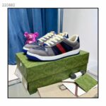 Gucci Unisex GG Screener Sneaker Grey Suede Maxi GG Canvas Bi-Color Rubber Low Heel Style ‎576223 FAA3T 4551 - Image 2