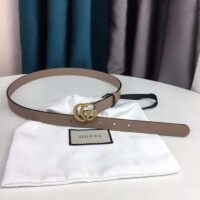 Gucci Unisex GG Thin Belt Double G Buckle Tan Leather 2 CM Width (2)