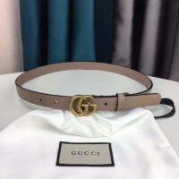 Gucci Unisex GG Thin Belt Double G Buckle Tan Leather 2 CM Width (2)