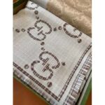 Gucci Unisex GG Wool Jacquard Scarf Ivory Beige Houndstooth Fringe Trim - immagine 6