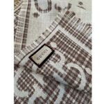 Gucci Unisex GG Wool Jacquard Scarf Ivory Beige Houndstooth Fringe Trim - immagine 10