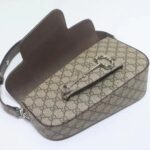 Gucci Unisex Gucci Horsebit 1955 Small Shoulder Bag Beige Ebony GG Supreme Canvas – Bild 8