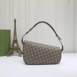 Gucci Unisex Gucci Horsebit 1955 Small Shoulder Bag Beige Ebony GG Supreme Canvas – Bild 4