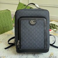 Gucci Unisex Ophidia GG Medium Backpack Navy Blue Black GG Supreme Canvas Double G (10)
