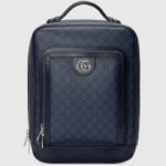 Gucci Unisex Ophidia GG Medium Backpack Navy Blue Black GG Supreme Canvas Double G
