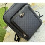 Gucci Unisex Ophidia GG Medium Backpack Navy Blue Black GG Supreme Canvas Double G – Image 3