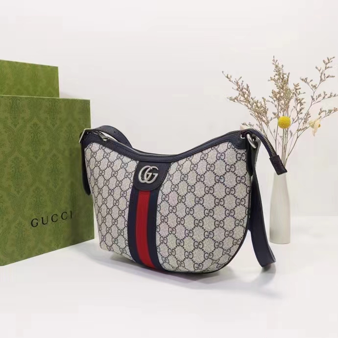 Gucci Unisex Ophidia GG Small Crossbody Bag Beige Blue GG Supreme Canvas Double G Style ‎598125 2ZGMN 4076 (11)