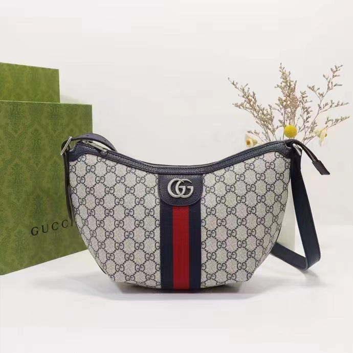 Gucci Unisex Ophidia GG Small Crossbody Bag Beige Blue GG Supreme Canvas Double G Style ‎598125 2ZGMN 4076 (3)