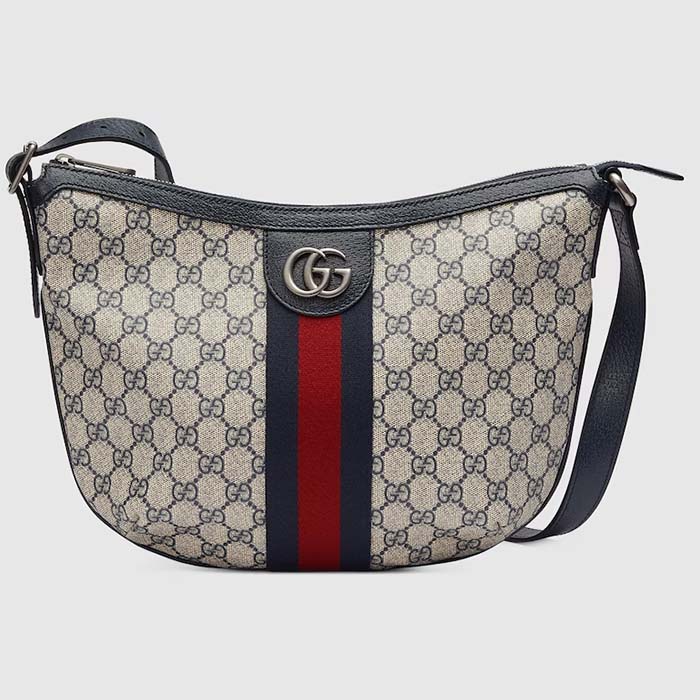 Gucci Unisex Ophidia GG Small Crossbody Bag Beige Blue GG Supreme Canvas Double G Style ‎598125 2ZGMN 4076