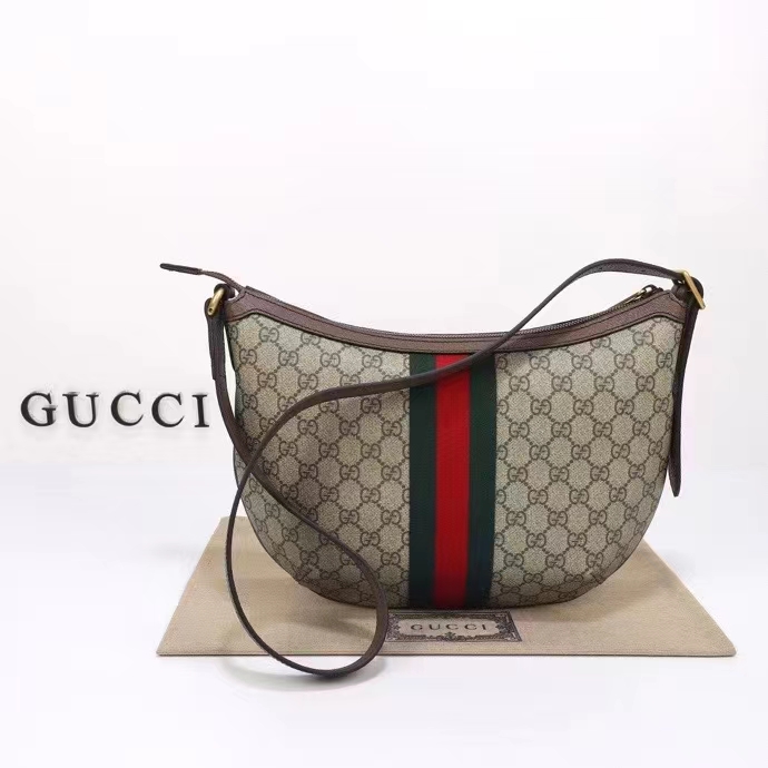 Gucci Unisex Ophidia GG Small Crossbody Bag Beige Ebony Soft GG Supreme Canvas Double G Style ‎598125 9IK3T 8745 (10)