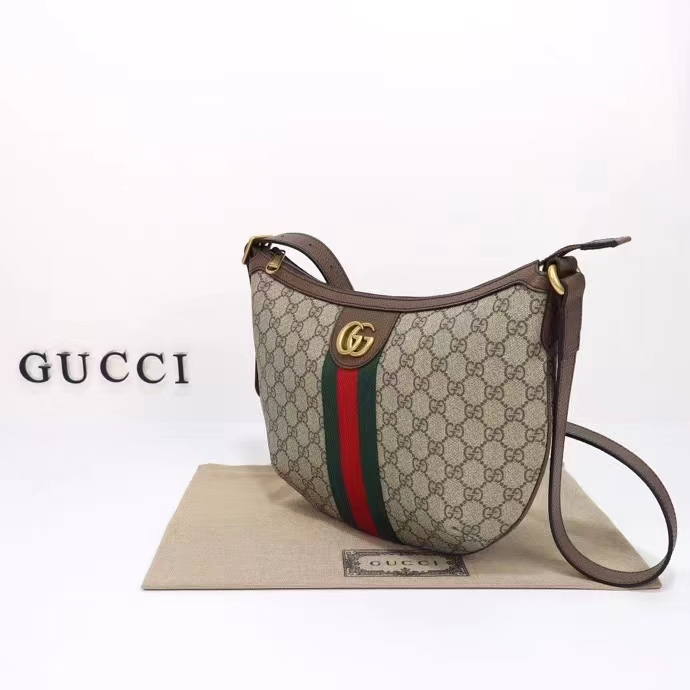Gucci Unisex Ophidia GG Small Crossbody Bag Beige Ebony Soft GG Supreme Canvas Double G Style ‎598125 9IK3T 8745 (8)
