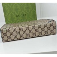 Gucci Unisex Pouch GG Detail Beige Ebony GG Supreme Canvas Blue Leather Style ‎768255 FACQC 9751 (4)