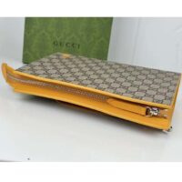 Gucci Unisex Pouch GG Detail Beige Ebony GG Supreme Canvas Yellow Leather Style ‎768255 FACQC 9750 (6)