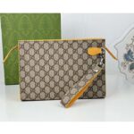 Gucci Unisex Pouch GG Detail Beige Ebony GG Supreme Canvas Yellow Leather Style ‎768255 FACQC 9750 - Image 3