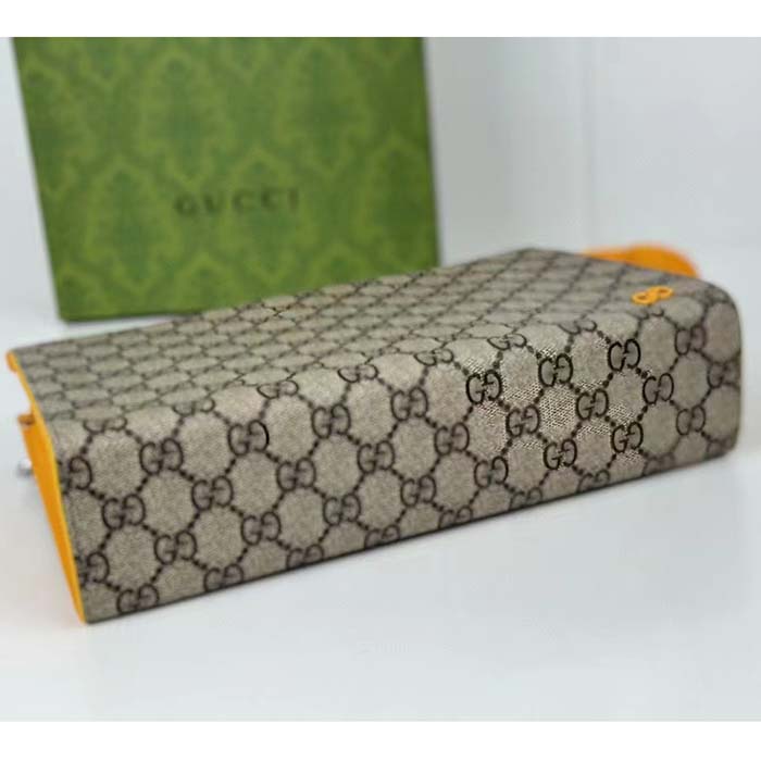 Gucci Unisex Pouch GG Detail Beige Ebony GG Supreme Canvas Yellow Leather Style ‎768255 FACQC 9750 (2)