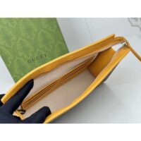 Gucci Unisex Pouch GG Detail Beige Ebony GG Supreme Canvas Yellow Leather Style ‎768255 FACQC 9750 (6)