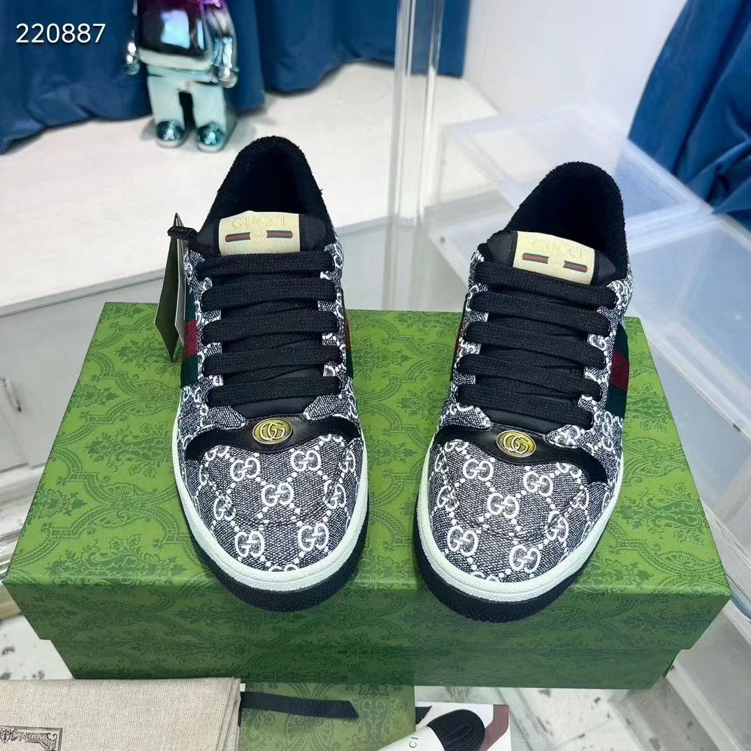 Gucci Unisex Screener Sneaker Black Grey GG Supreme Canvas Rubber Sole Low Heel Style ‎763525 FACMI 8444 (10)