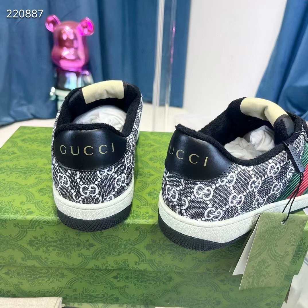 Gucci Unisex Screener Sneaker Black Grey GG Supreme Canvas Rubber Sole Low Heel Style ‎763525 FACMI 8444 (5)